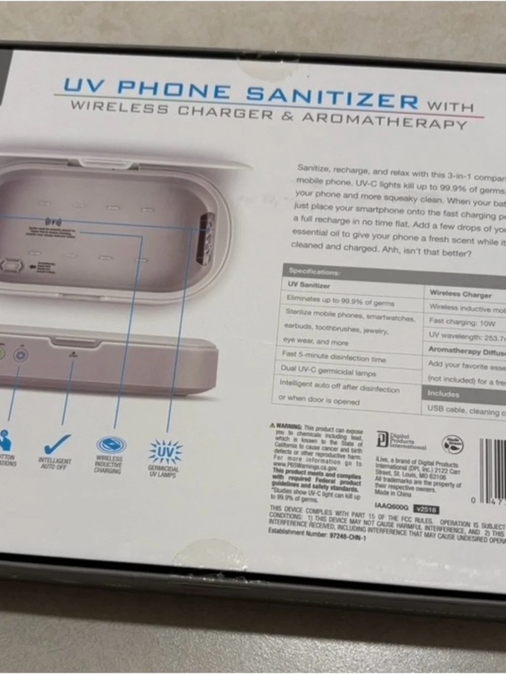 UV Phone Sanitizer with Wireless Charger & Aromatherapy